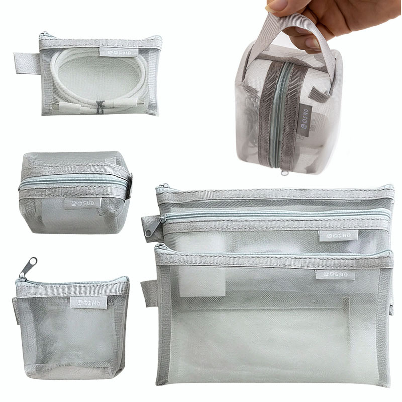 Tech Accessories Organizer - Bolsas organizadoras de malha cinza –